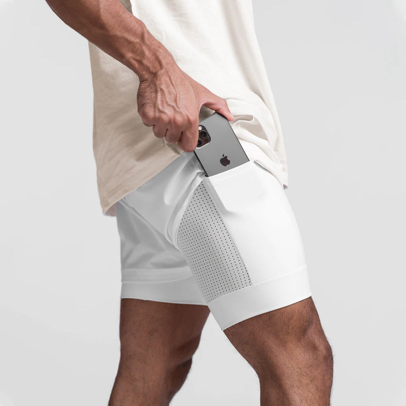 Men's Quick-Dry Fitness Shorts Double-Layer Athletic Design