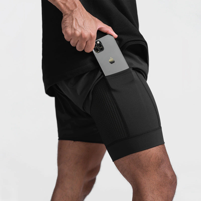 Men's Quick-Dry Fitness Shorts Double-Layer Athletic Design